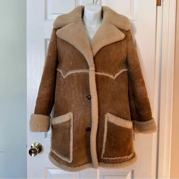 Remy Leather Jackets & Blazers - Vintage Remy Sheepskin Shearling Coat Women Size 10 Made in USA Western Rancher